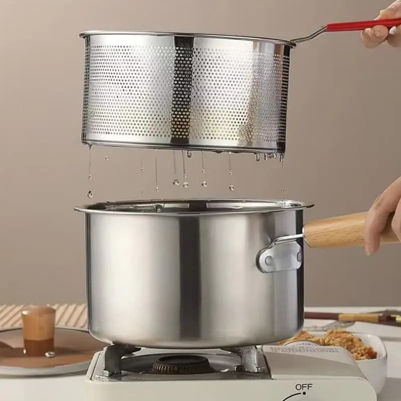 * Stainless Steel Deep Frying Pot Tempura Fries Fryer With Strainer Chicken Fried Pan Kitchen Cooking Tool Fritadeira Oil Filter