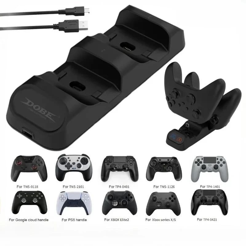 Caricatore Rapido Doppio Compatibile con Controller PS5/Xbox Series S/X, Stazione di Ricarica con Indicatore, Dock per Gamepad