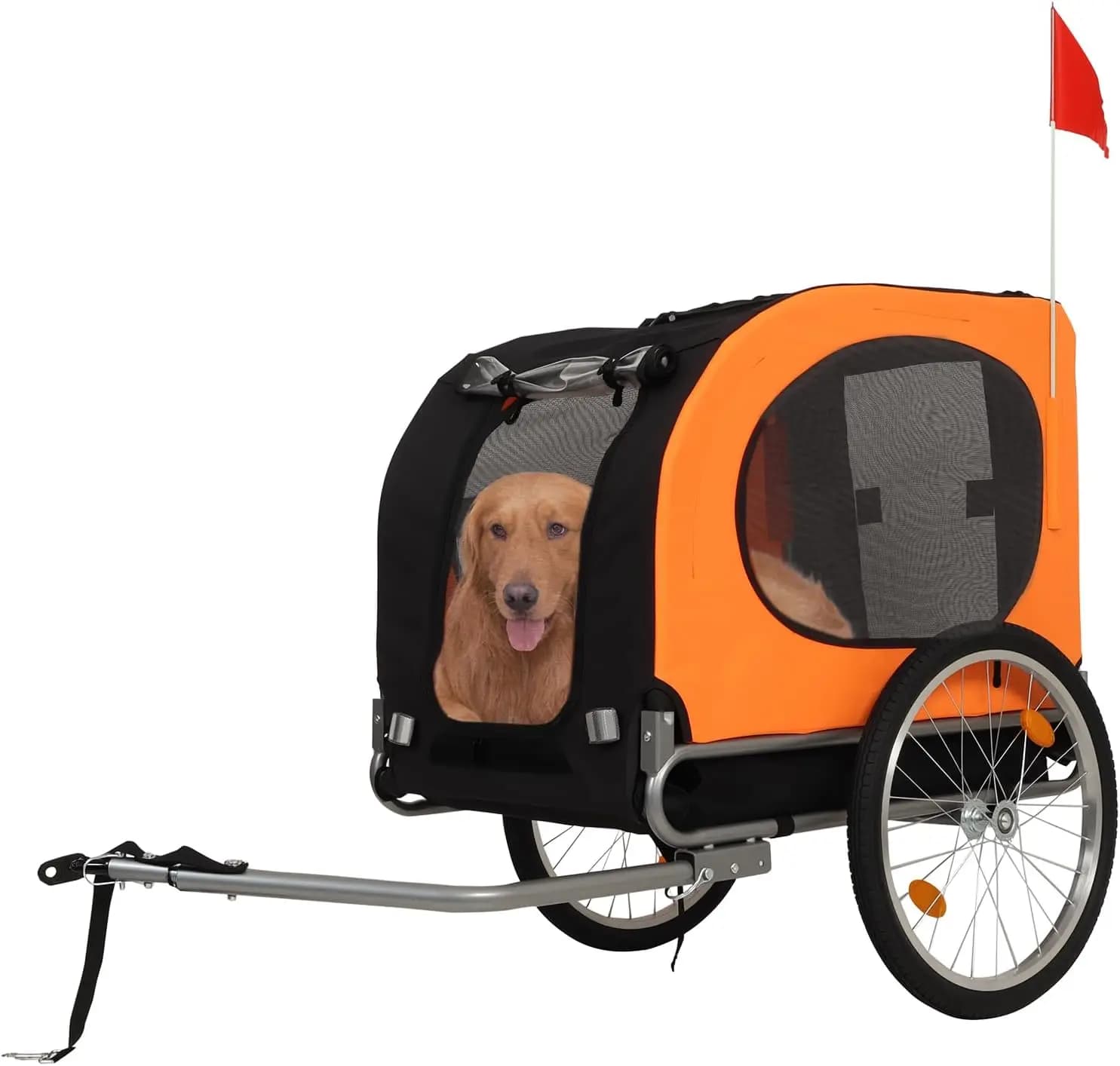Bicycle Trailer for large dogs, capacity of 88 pounds, luggage carrier for domestic animals, folding, in Oxford fabric, universal coupler with quick release wheels