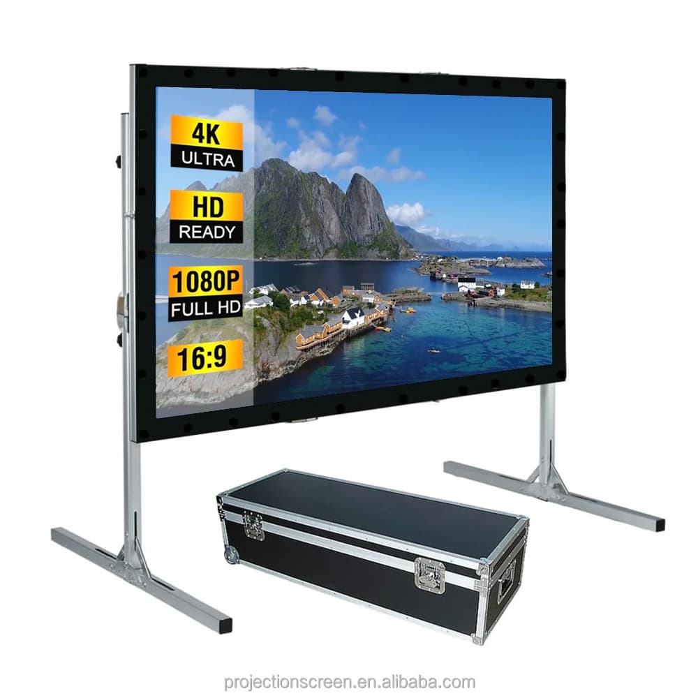 Schermo di proiezione pieghevole veloce da 150 pollici da pavimento Home Theater Office 4:3 Schermo per proiettore esterno bianco portatile 4K