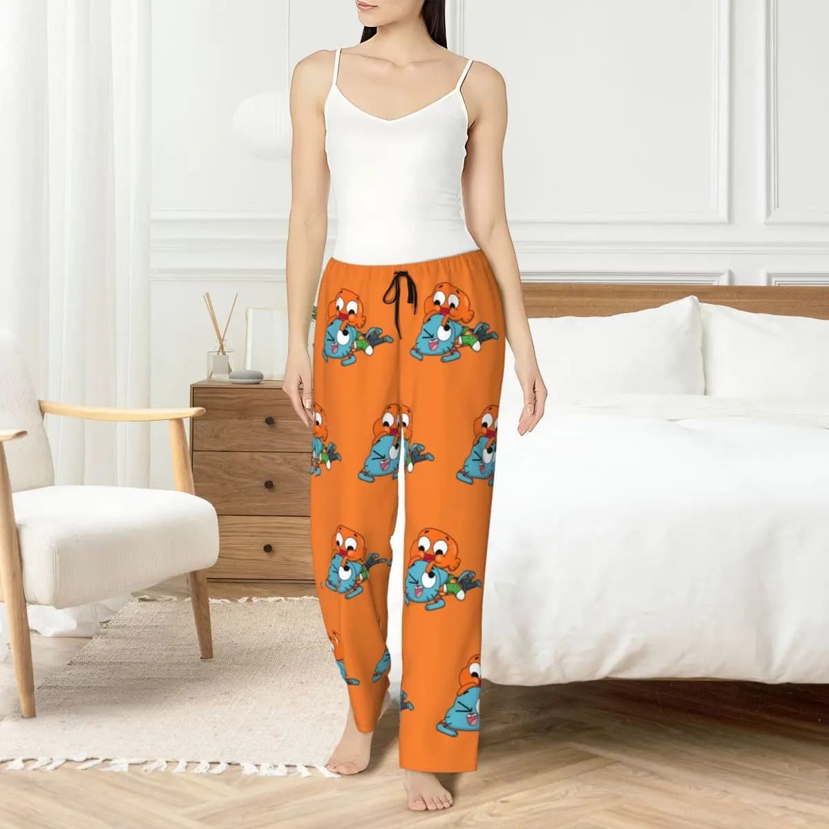 Personalized pajamas pants The Amazing World Of Gumball Elasticized night pants for sleeping with women's animated comedy with pockets