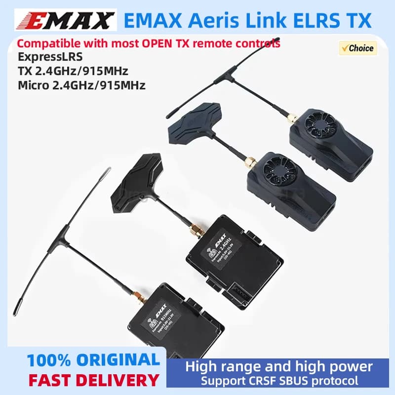 EMAX Aeris Link ExpressLRS ELRS Micro TX Modulo 2.4G 915MHz con schermo OLED e ventola di raffreddamento per aereo RC FPV Drone