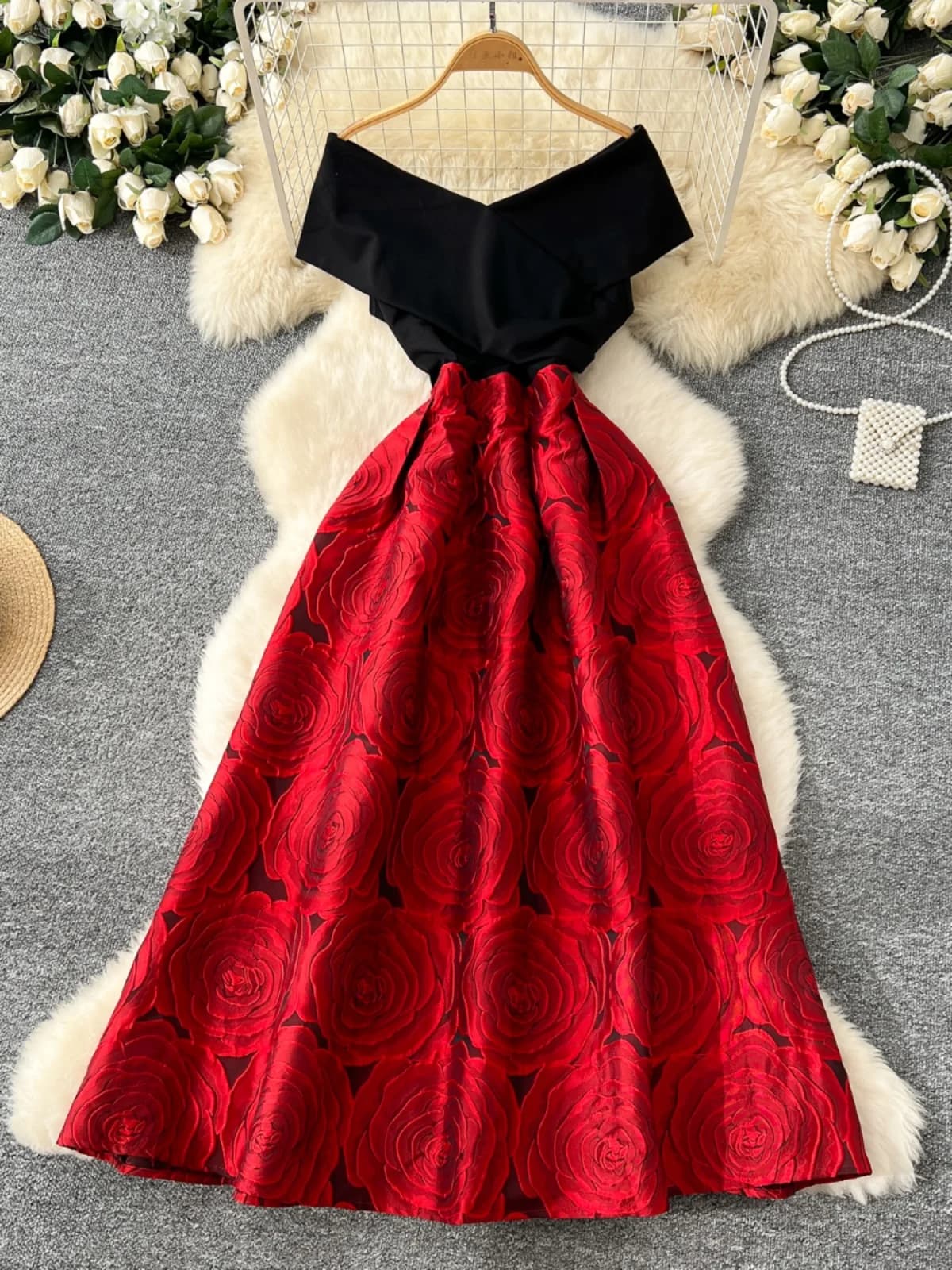 Nuovo Abito da Ballo da Donna 2025 Elegante Monospalla con Spacco, Vita Sottile, Gonna Svasata a Vita Alta, Linea ad A, Casual Primavera