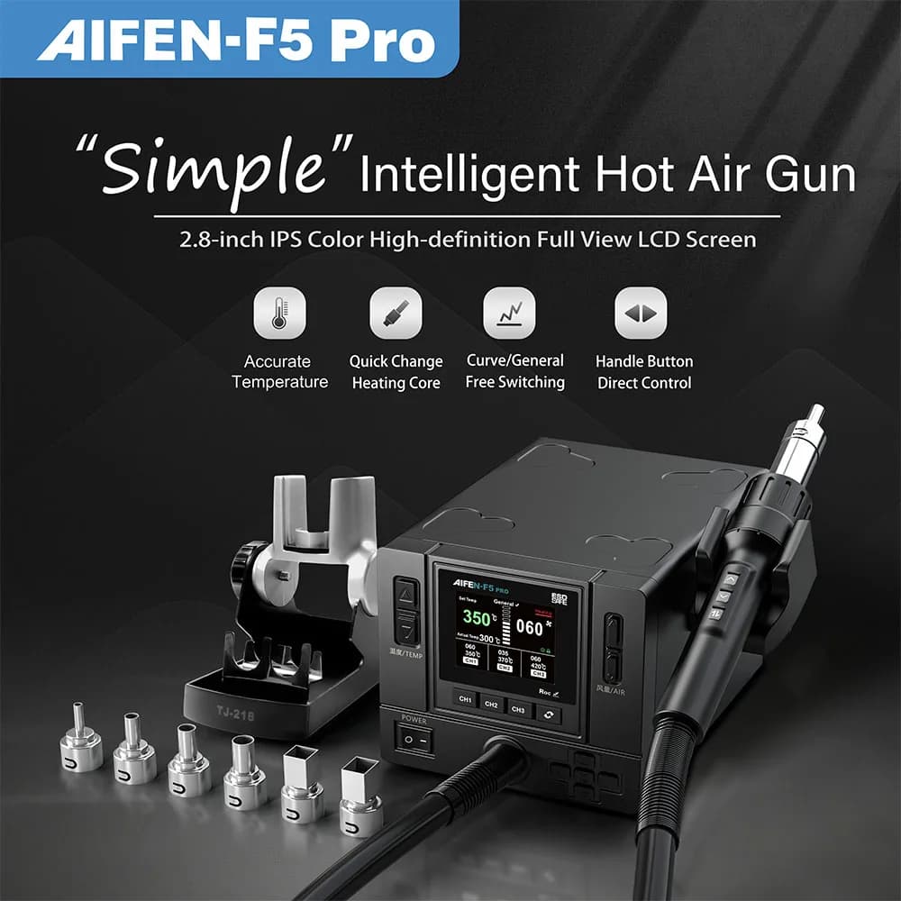 AIFEN F5PRO 1000W Hot Air Rework Station Industrial-Grade Hot AirAI Gun Electronics Soldering Station BGA SMD PCB Heat Gun Tools