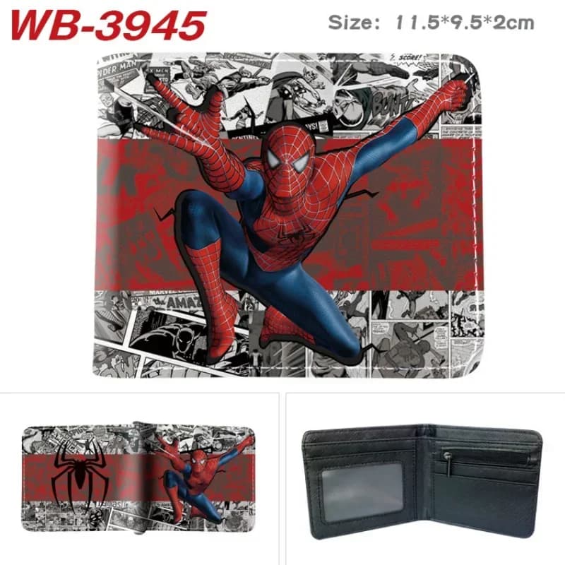 Portafoglio Anime Marvel Nuovo Supereroe The Avengers con Personaggi Spider-Man Deadpool Venom Captain America, Portamonete Corto, Regalo di Compleanno