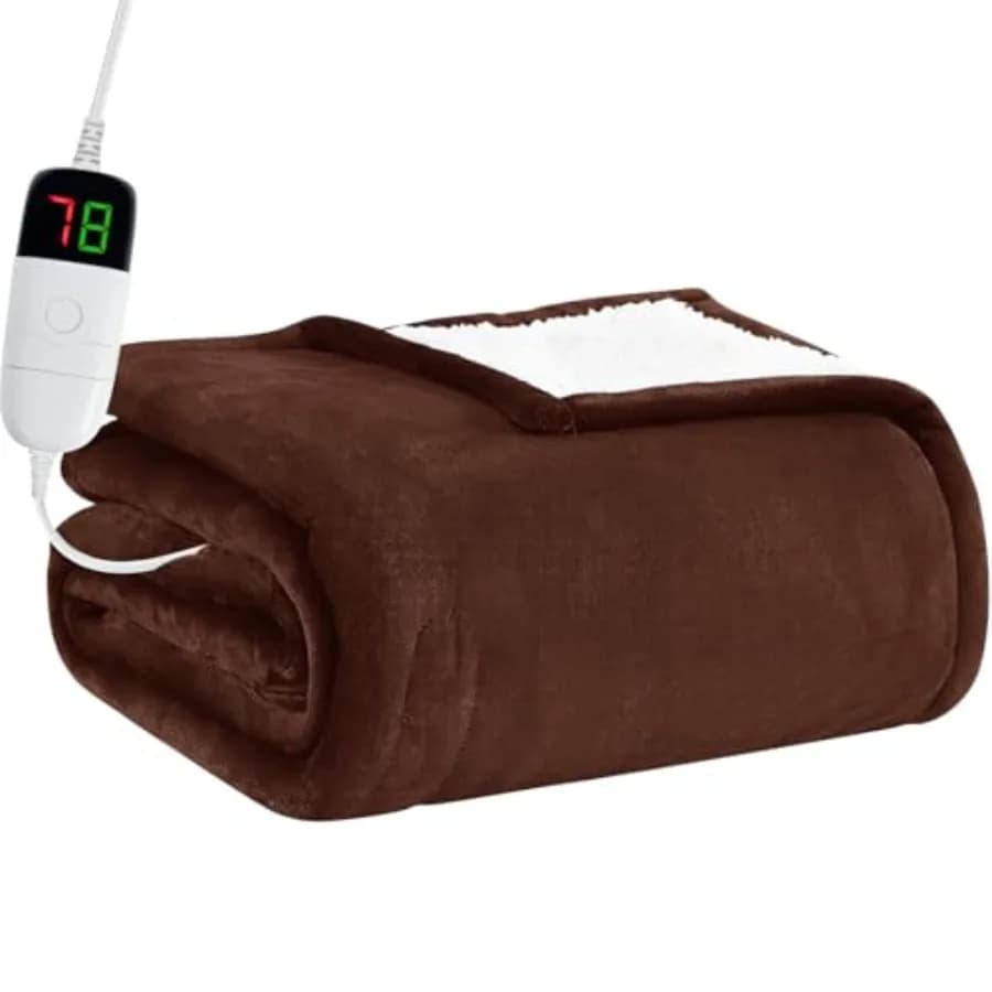 Coperta Elettrica Riscaldata Singola - 157 x 213 cm, con 10 Livelli di Riscaldamento e Spegnimento Automatico dopo 8 Ore, Calda Coperta in Flanella Chris
