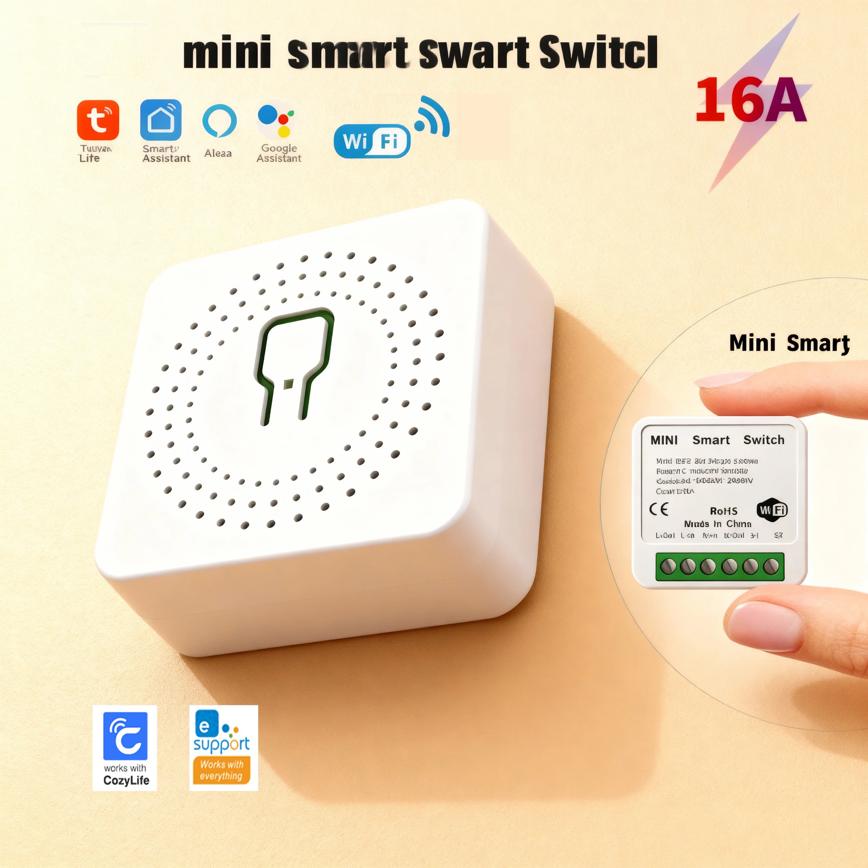 Dispositivo on-off WiFi Tuya Smart Switch, timer per telefono cellulare, doppio controllo dell'interruttore intelligente e tradizionale Alexa