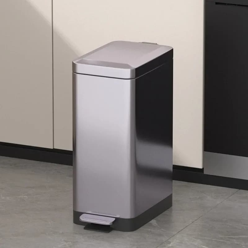 Stainless Steel Wastebin Luxury Bathroom Pedal Trash Can Large Capacity Wastebasket Food Waste Disposal Trash Bins Kitchen