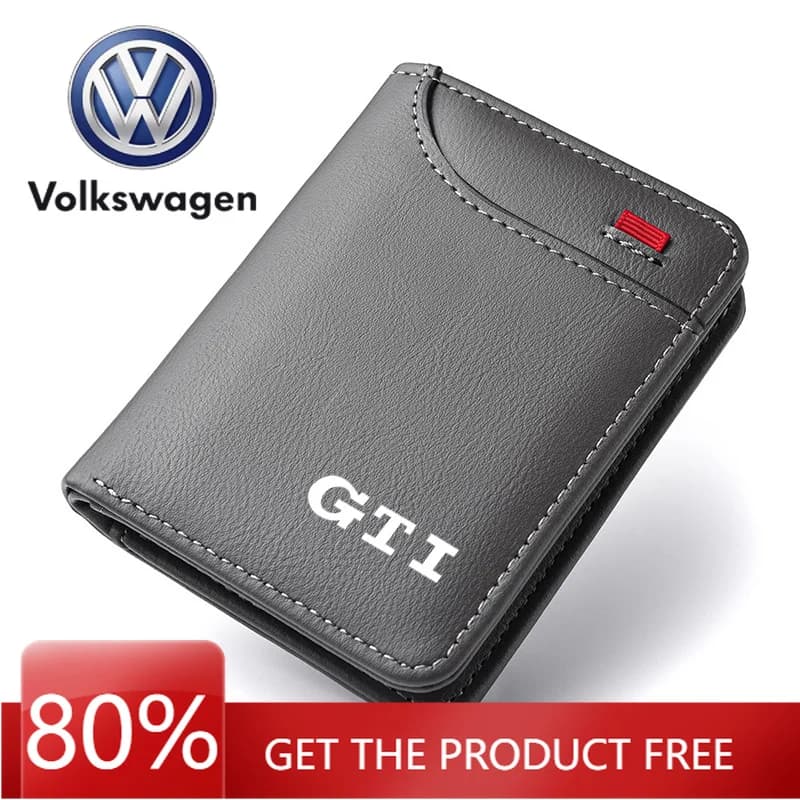 Portafoglio in Pelle con Emblema Auto per VW Volkswagen Jetta MK5 Golf, Porta Carte di Credito Portatile, Piccolo Portafoglio per Volkswagen Golf 5 Polo Golf 7 5