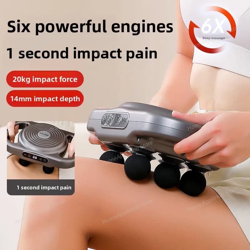 Pistola per fascia Massaggiatore muscolare per rilassamento con vibrazione multi-ingranaggio silenzioso ad alta frequenza elettrico ricaricabile a sei teste