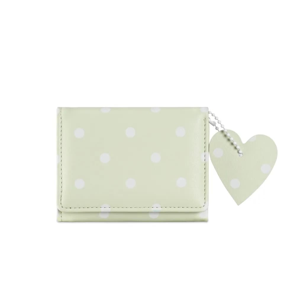 Card Holder Purse Stylish Polka Dot Wallet Pu Women'S Wallet Delicate Texture Key Hanging Pouch For Shopping Dating Everyday Use