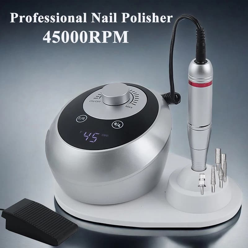45000 giri/min trapano per manicure professionale tornio elettrico per unghie levigatrice per unghie in gel lucidatura strumenti per salone di manicure domestico