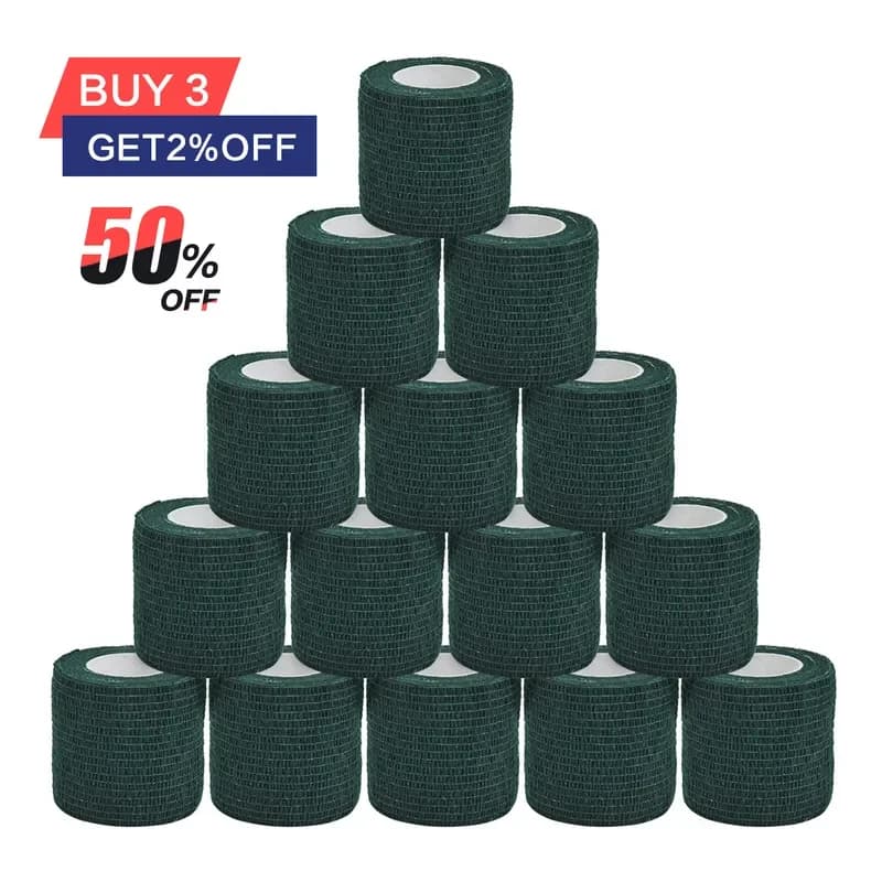 1/6/10 Pz Verde Scuro Benda Elastica Caccia Travestimento Elastoplast Wrap Tape Auto Adesivo Protezione Sportiva Caviglia Ginocchio Dito Braccio