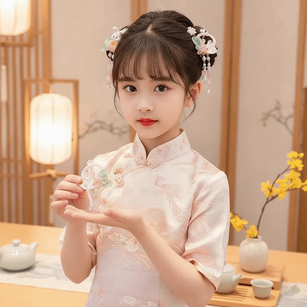 1 Pair Long Ribbon Hanfu Hair Clip Flowing Tassel Handmade Flower Rabbit Tassel Hairpin Traditional Vintage Lightweight Comfort