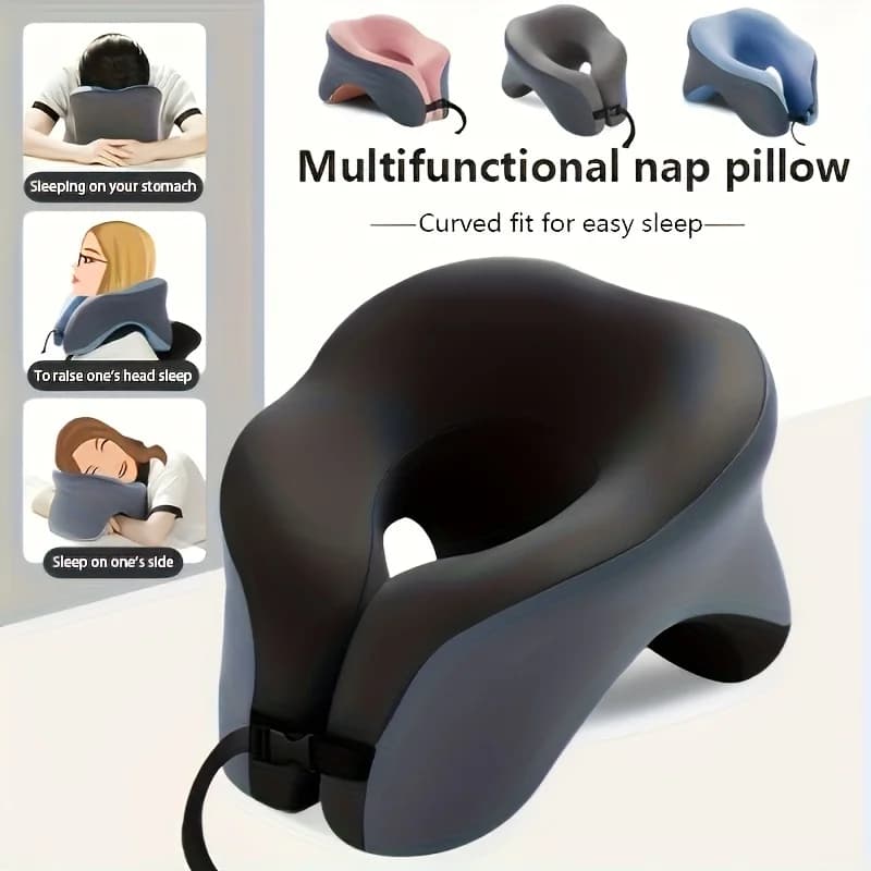 Cuscino da riposo leggero a forma di U con nucleo, realizzato in fibra sintetica, ideale per l'uso in ufficio, durante i viaggi, il campeggio
