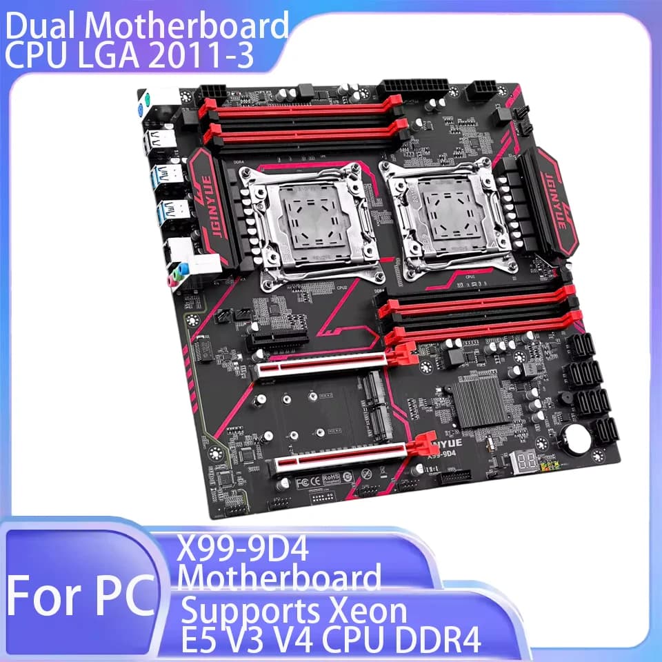X99 Doppia Scheda Madre CPU LGA 2011-3 Supporta Xeon E5 V3 V4 CPU DDR4 Memoria Otto Canali Doppia X99-9D4 Scheda Madre Per PC