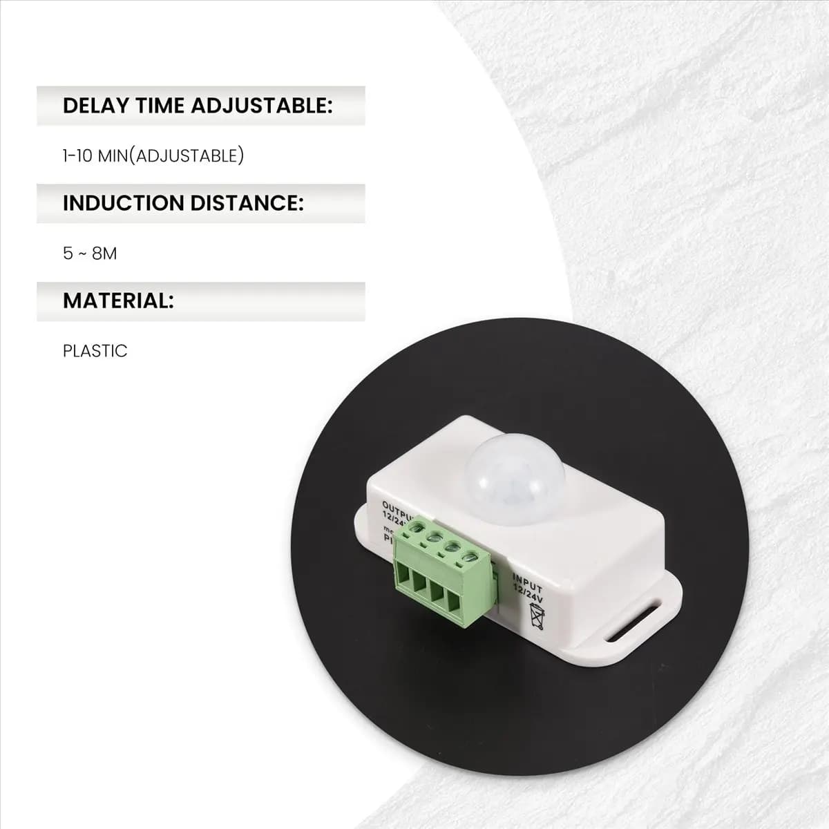 TCE PIR Infrared Motion Sensor Detector, DC 12V-24V Strip Light Motion Sensor Switch, for Cupboard Cabinet Stairs Kitchen