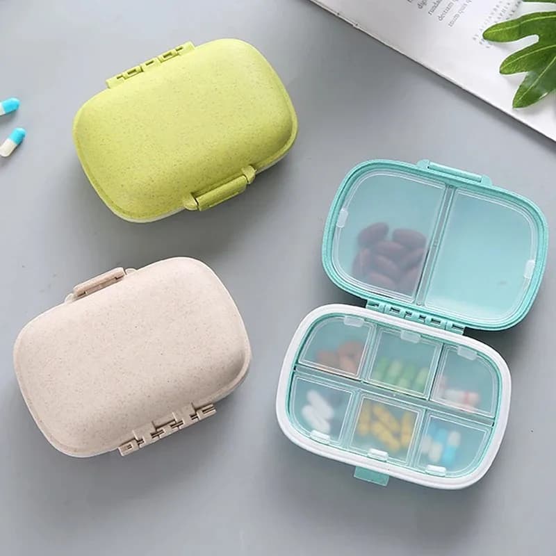 Mini Container Portable Sealed 8 Parts for Pills, Travel Organizer for Medicines, Tablet Dispenser