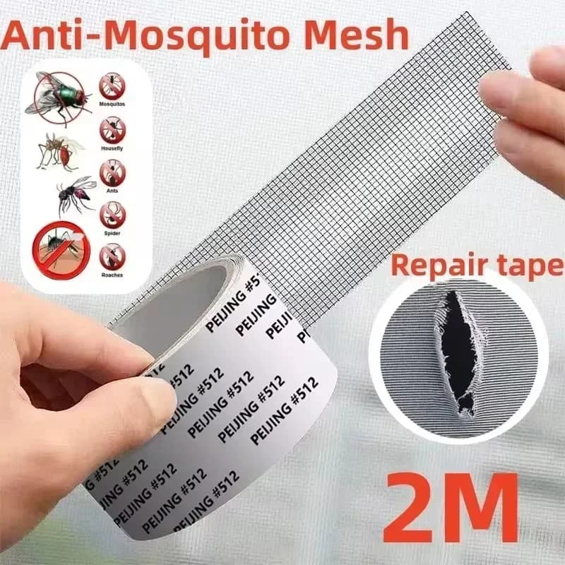 1 Rotolo di Nastro Adesivo per Riparazione Zanzariere, Nastro in Rete Autoadesivo per Riparare Fori Rottoi nelle Zanzariere di Porte e Finestre, Patch Anti-Insetti e Zanzare