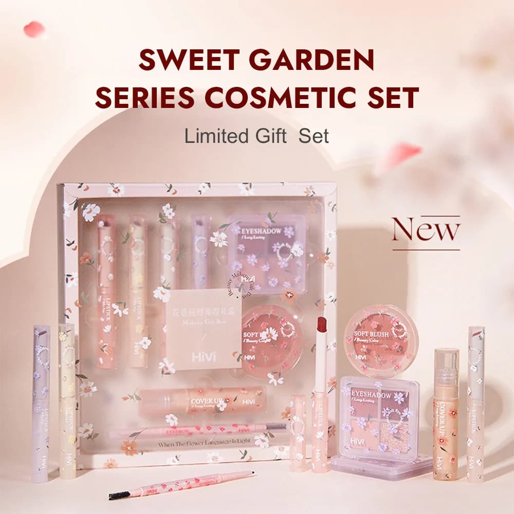 8-piece beauty set with lipstick makeup, concealer, umbrella, eyebrows and blur