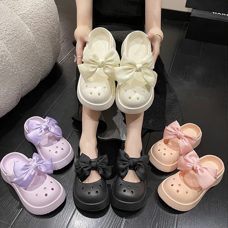 Sandali Thi Bot da donna Slip-On Mary Janes Pantofole da spiaggia da donna con nodo estivo antiscivolo e versatile