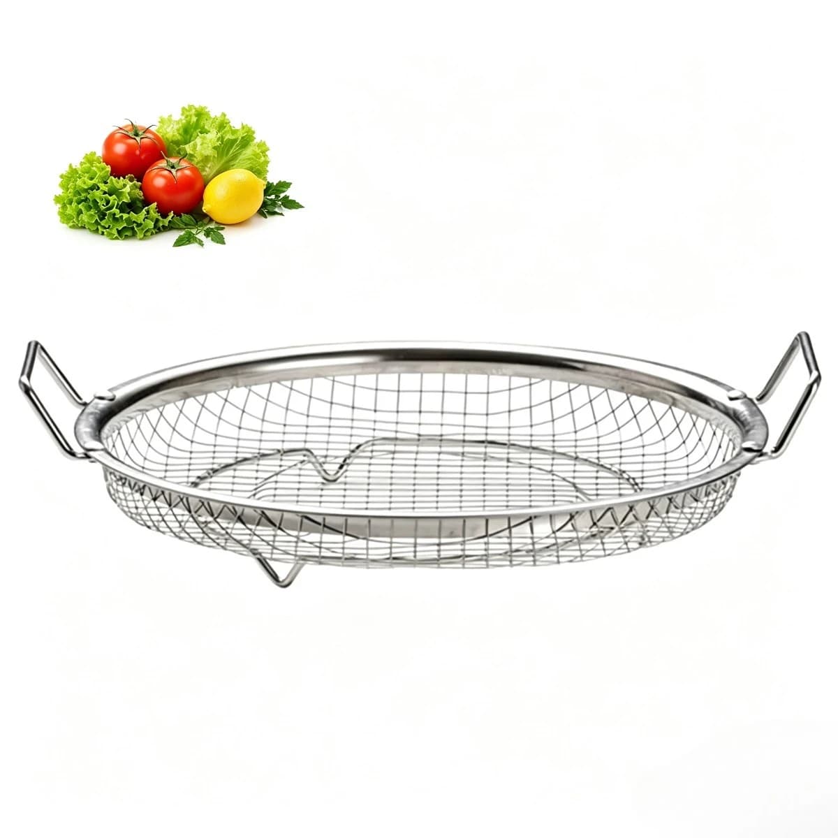 1 Pc Air Fryer Stainless Steel Rack Oil Filter Tray Vegetable Fruit Water Drain Basket for Pasta Fries Grilling Cooking Tool