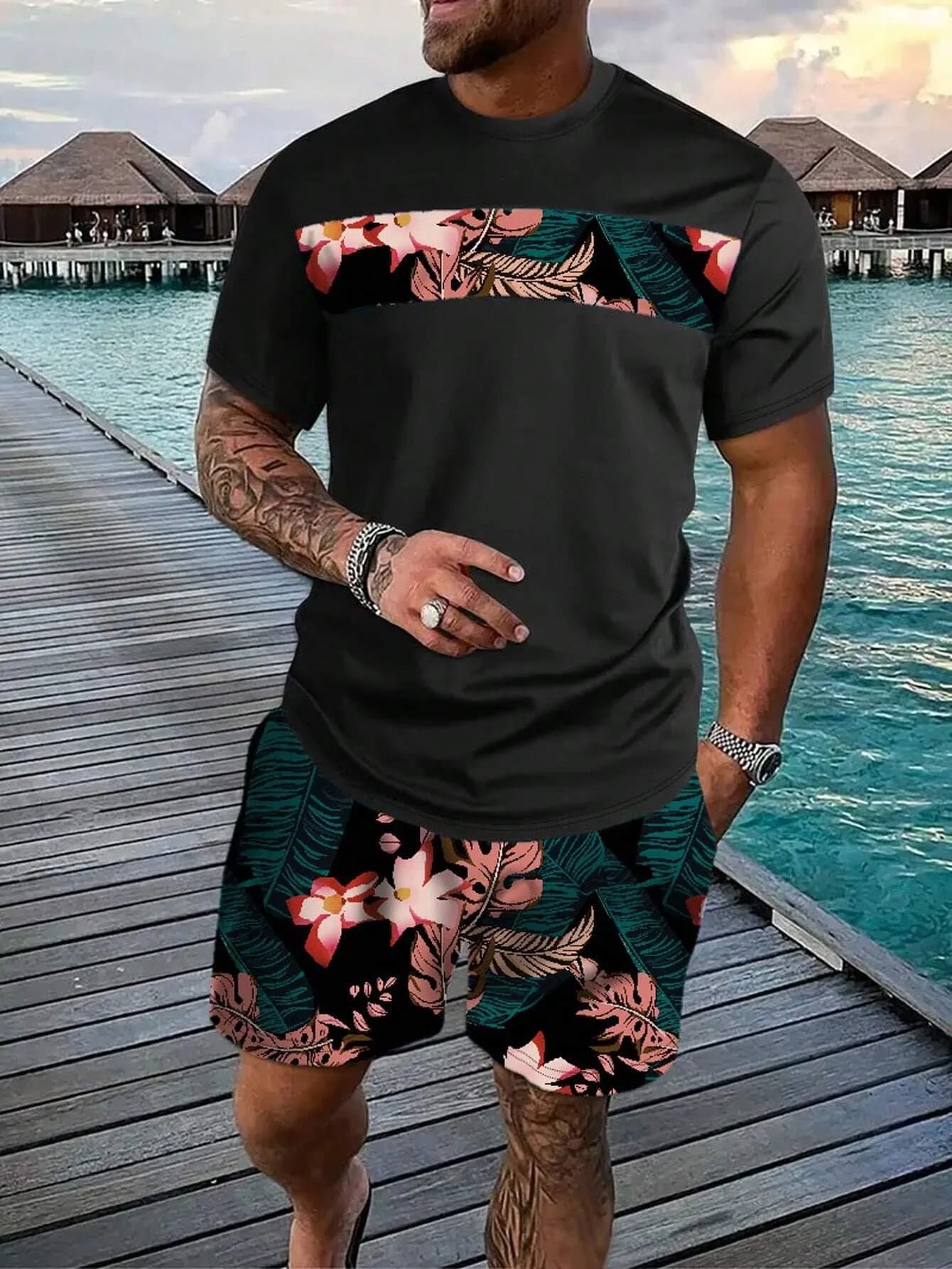 Complete Summer 2026 by Man: Set Shorts and Short Sleeves Court with 3D Printing - Style Casual Urban, Comfortable, Soft and Breathable