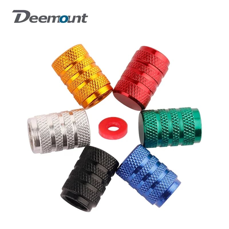 10/4pcs Bicicletta AV Ugello Valvola Rotonda Zigrinata Cap W/Anello di Tenuta Anodizzato Valvola Schrader Copertura Antipolvere Moto Auto E-Bike parti