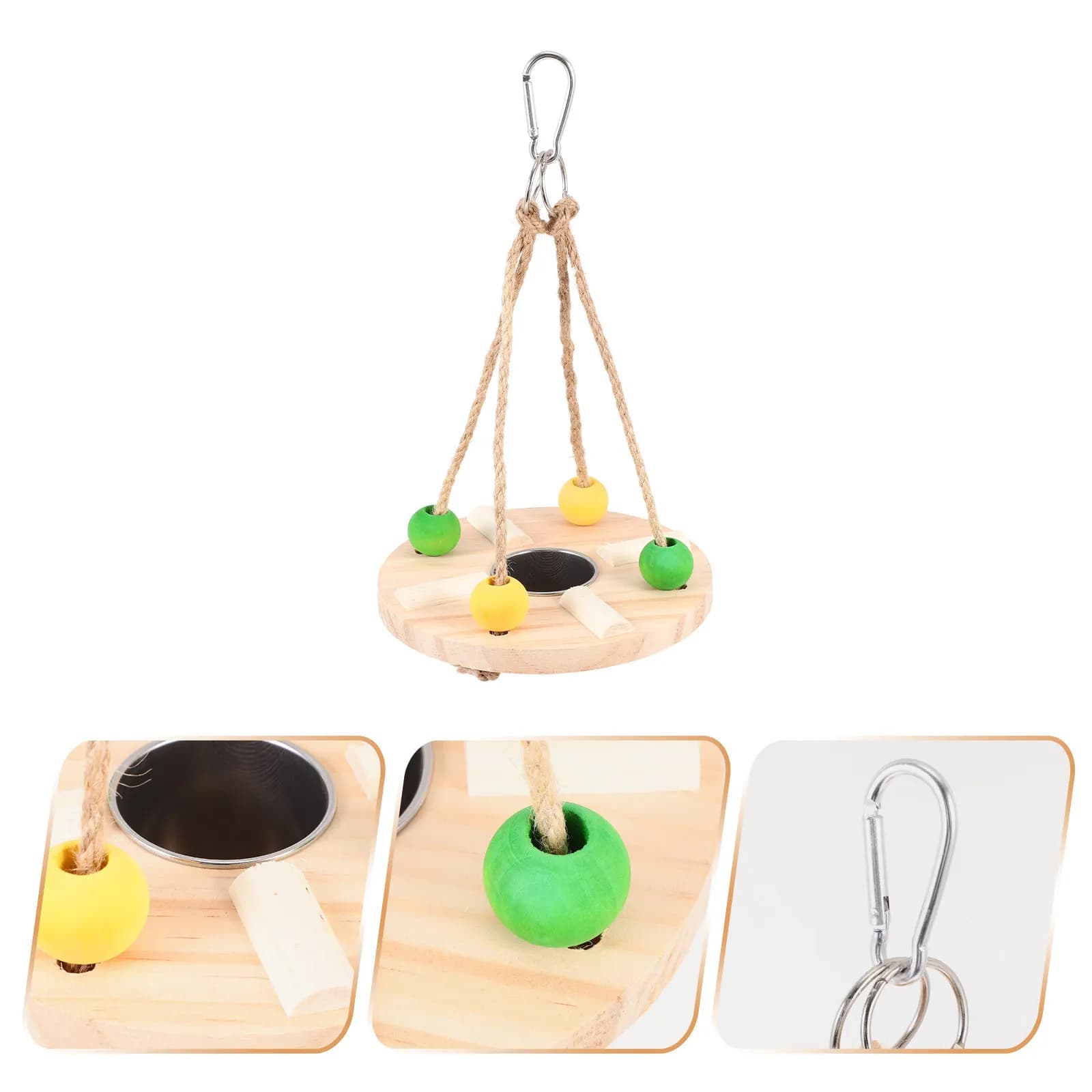 Wooden Parrots Feeding Cup Hanging Birds Food Container Durable Natural Wood Material Easy Install Cage Suitable Pet Shops Home