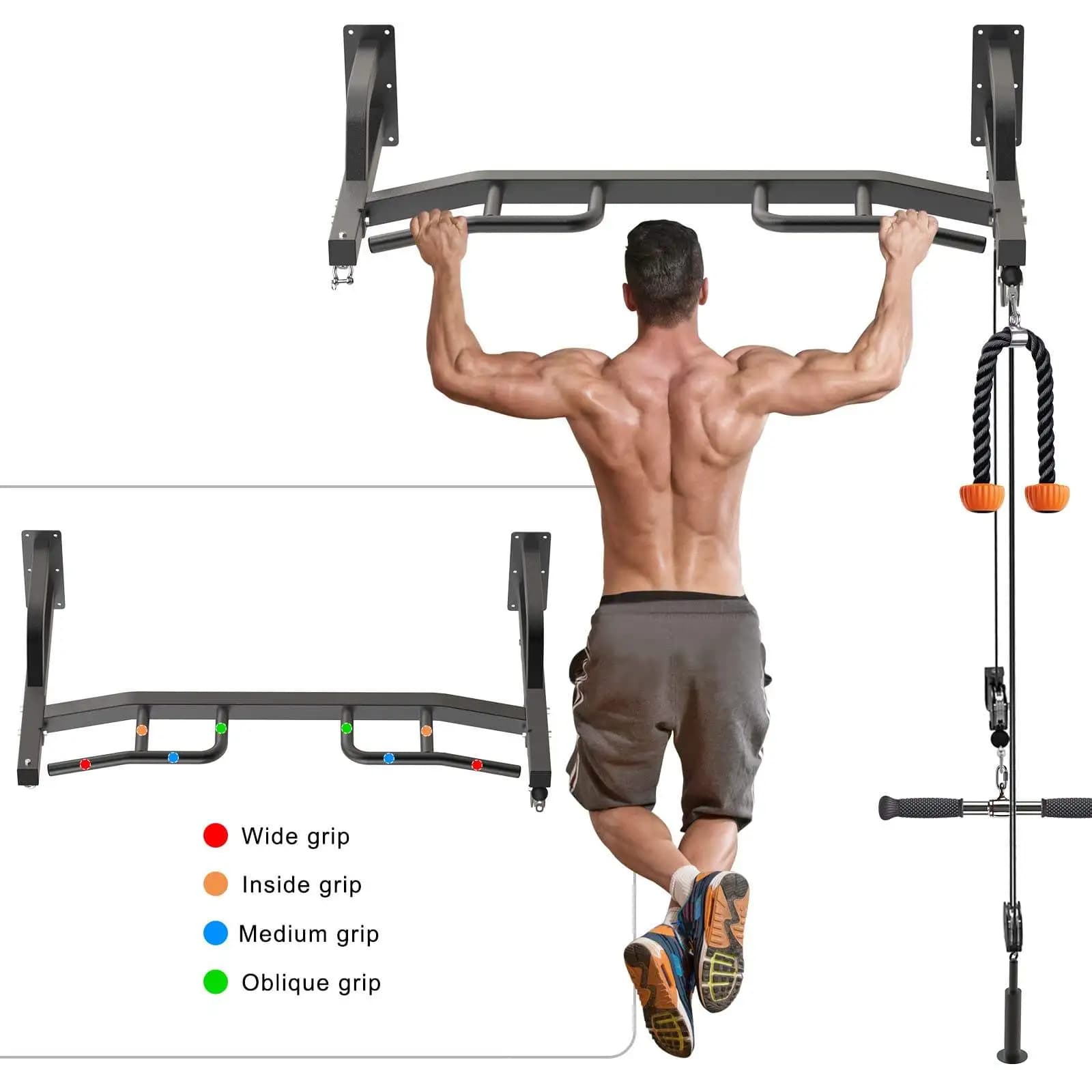 2026 Muscleup Training Heavy Duty Wall Mounted Doorway Pull up Bar High Pull Down Rally Sports With Multifunction Cable Pulley S