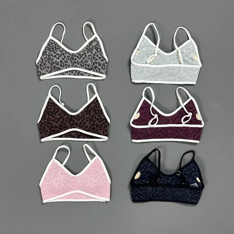 Reggiseno Sportivo con Stampa Leopardata per Donne, Coppe Rimovibili, Senza Cuciture, Top per Yoga e Palestra, Antiurto, Abbigliamento Sportivo per Allenamento