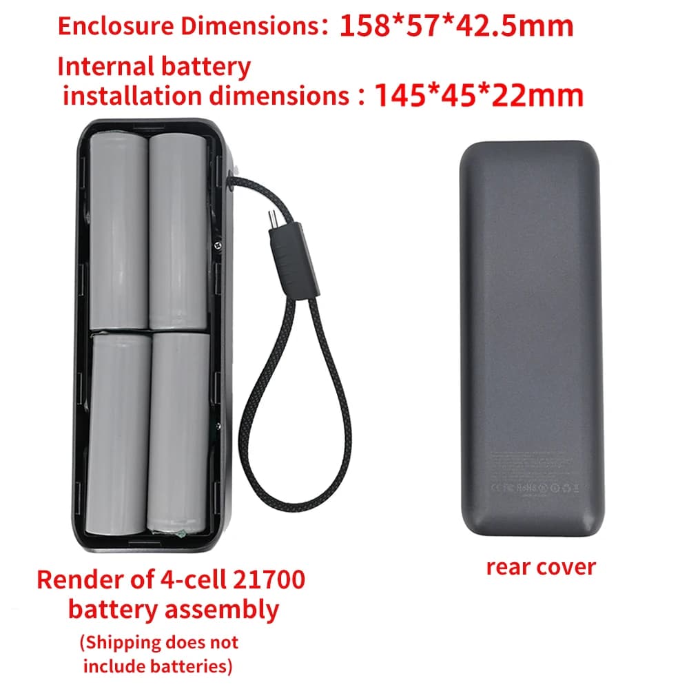 PD100W Kit Power Bank portatile Ricarica rapida fai-da-te con display digitale Protezione multistrato per smartphone Custodia per batteria 21700