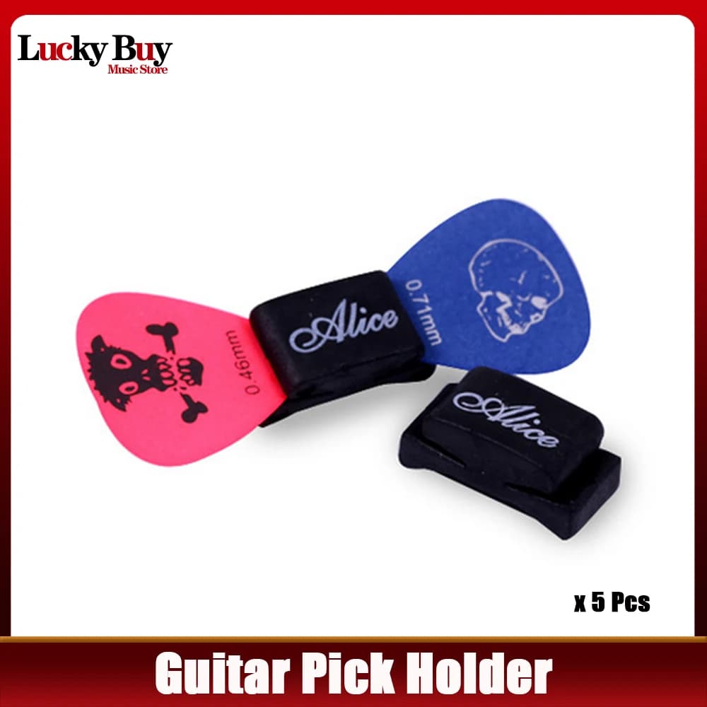 5 pezzi Alice Black Rubber plettri per chitarra supporto Guitarra Plectrums Fix on Headstock per chitarra basso Ukelele