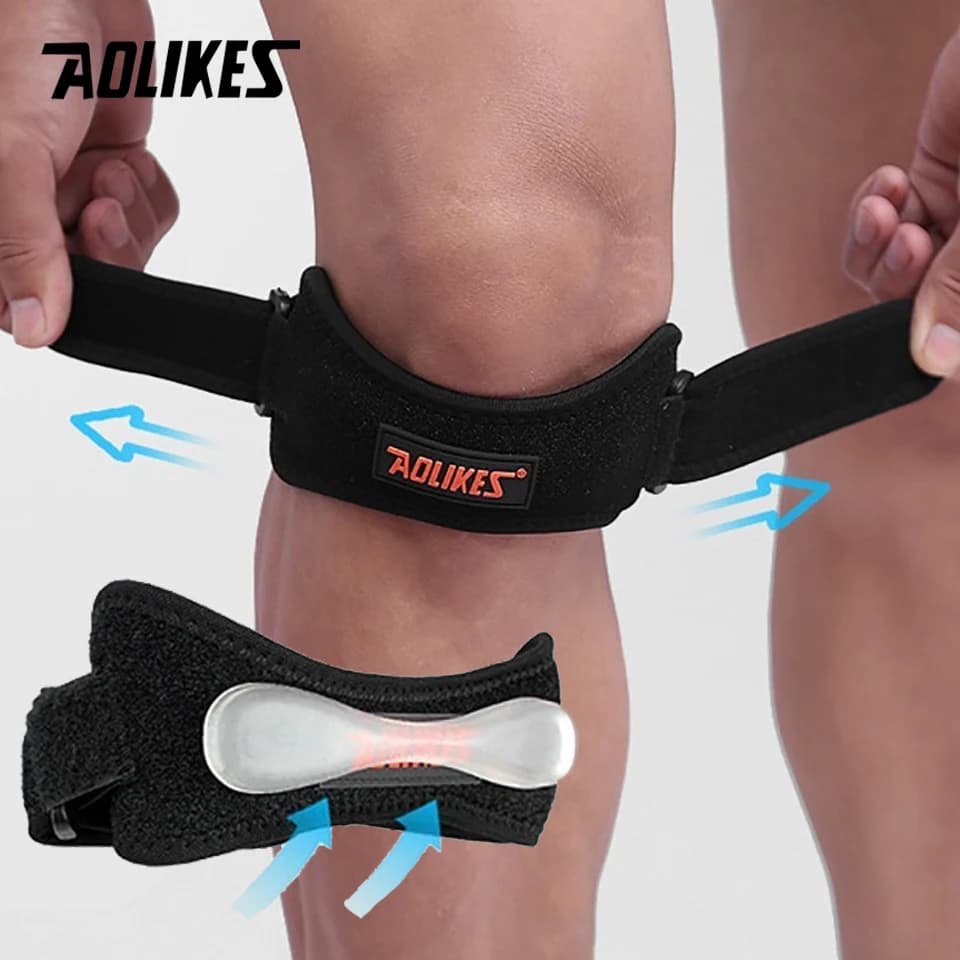 AOLIKES 1PCS Sport Patella Brace Cinghia regolabile Ginocchiere in EVA Supporto per ginocchio Equipaggiamento protettivo Protezione per pallacanestro Pallavolo
