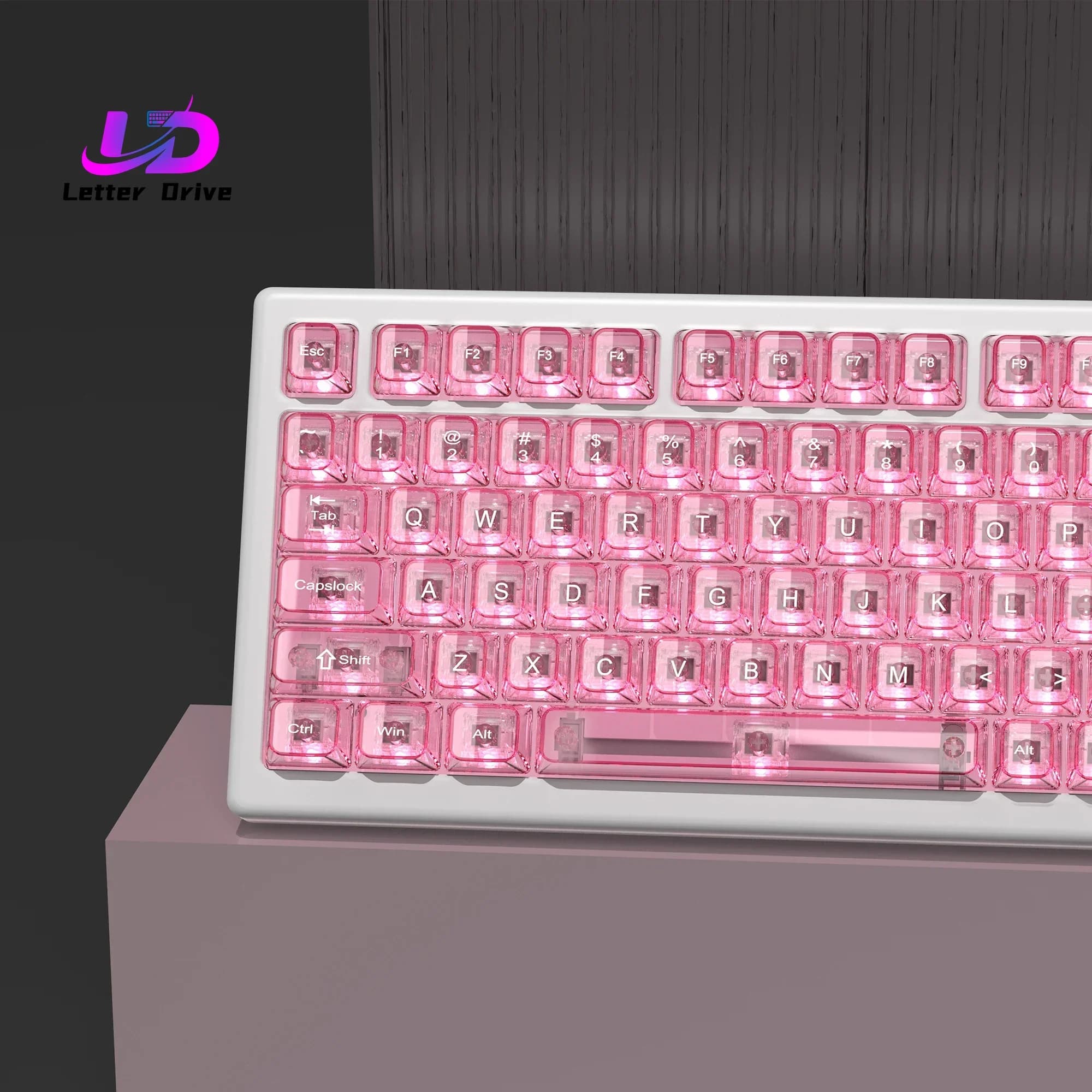 115 tasti rosa trasparenti, copritasti in cristallo ceramico per PC, copritasti RGB con retroilluminazione, profilo MDA per tastiera con switch MX