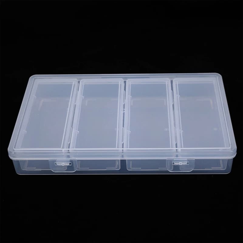 🛒 Scatola portaoggetti trasparente a 4 scomparti indipendenti, antipolvere, per strumenti nail art, palette per extension ciglia finte, organizer.