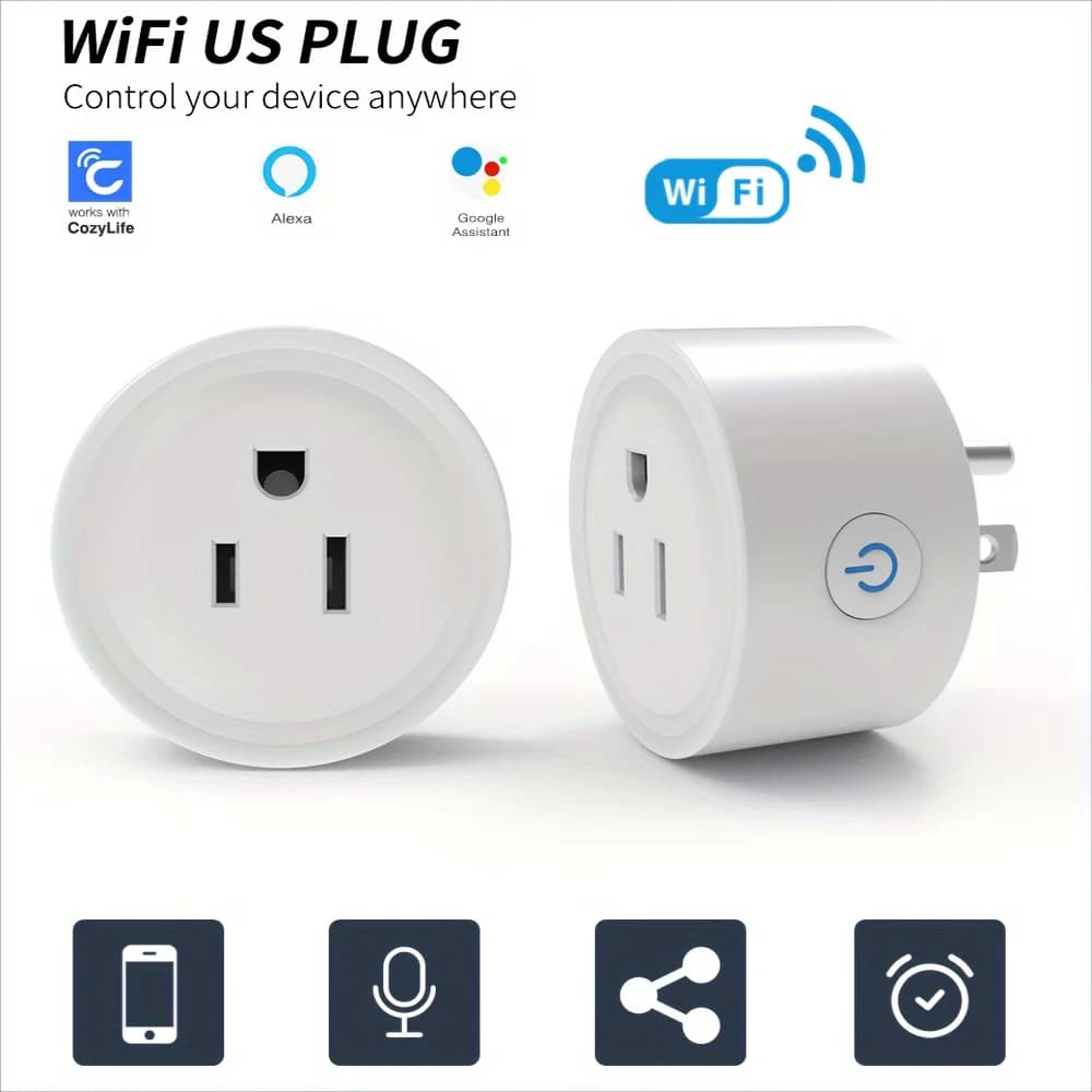 Smart Plug 10A WiFi Takes US 100-240V Timer Alexa Assistant Google CozyLife APP/ Voice Control Group for Home Car