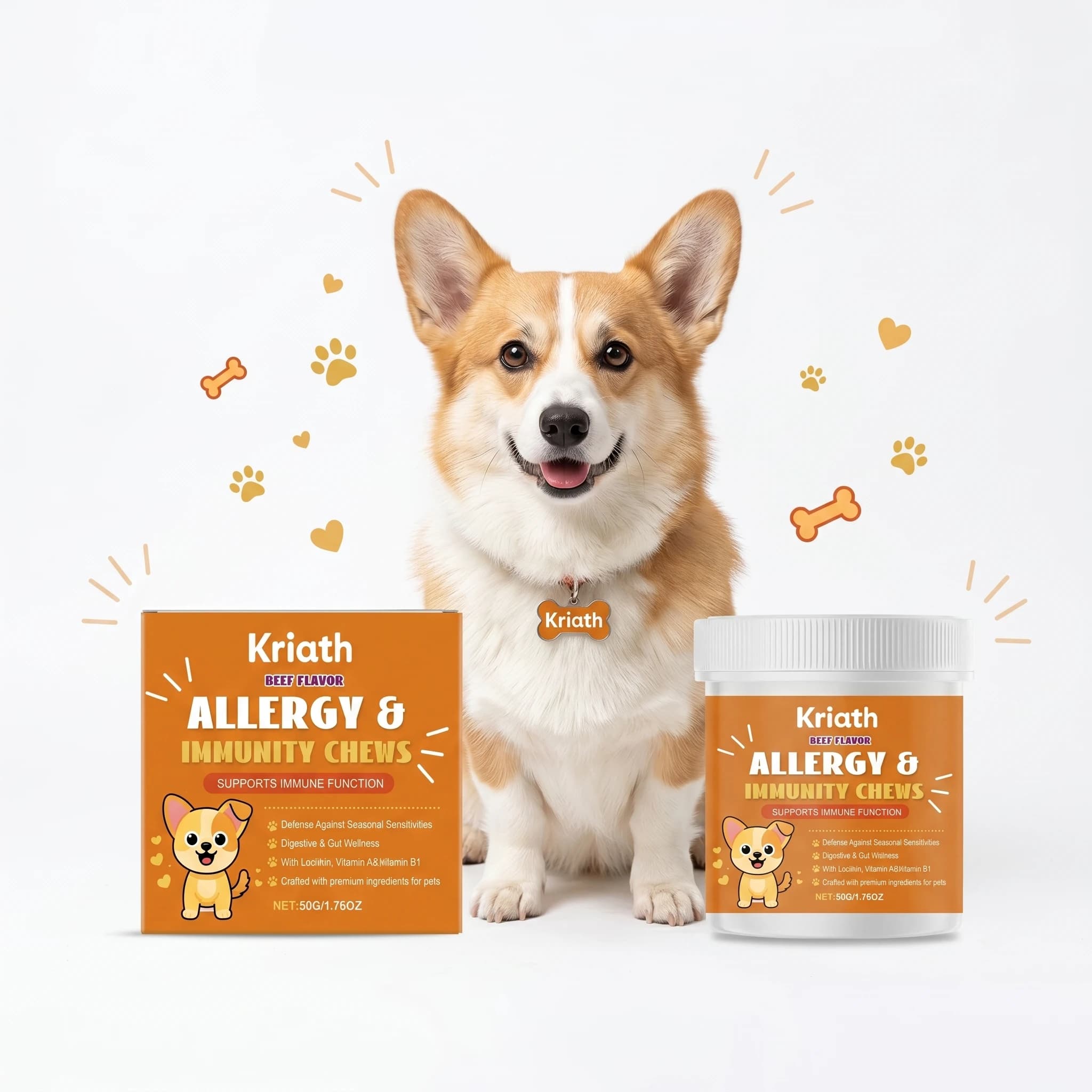 Compresse Masticabili di Vitamine per Animali Domestici, Supporto Immunitario, Stimolazione del Metabolismo, Ingredienti Delicati, Integratore Nutrizionale per Cani
