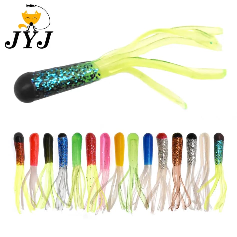 10pcs 5cm 0.8g small soft tube bass lure bait for fishing , bluegil perch trout killer silica artificial soft worm bait lure