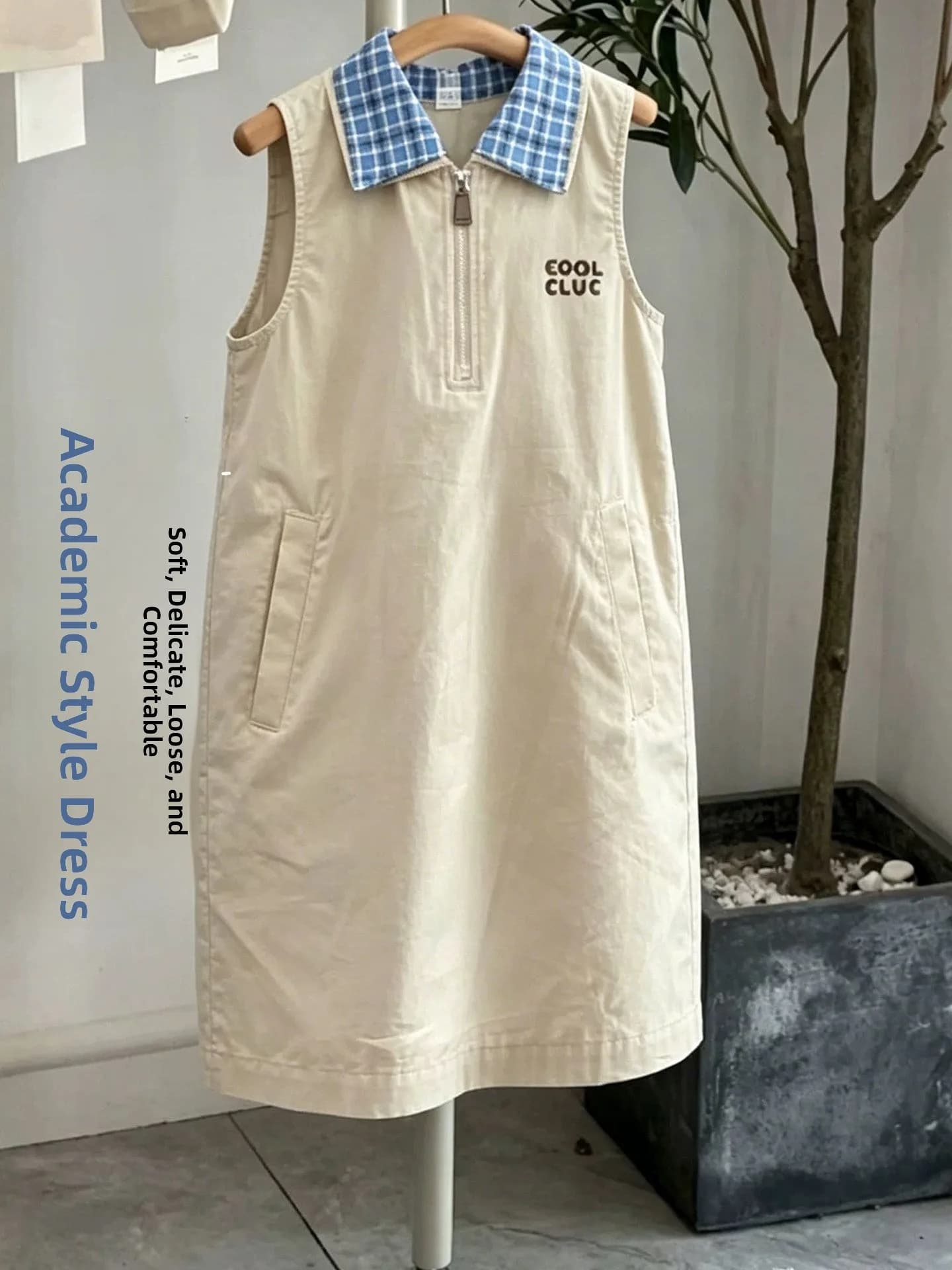 Abito estivo da ragazza stile gilet, tinta unita, uniforme scolastica, abbigliamento per bambini, gonna casual a vita bassa di media lunghezza