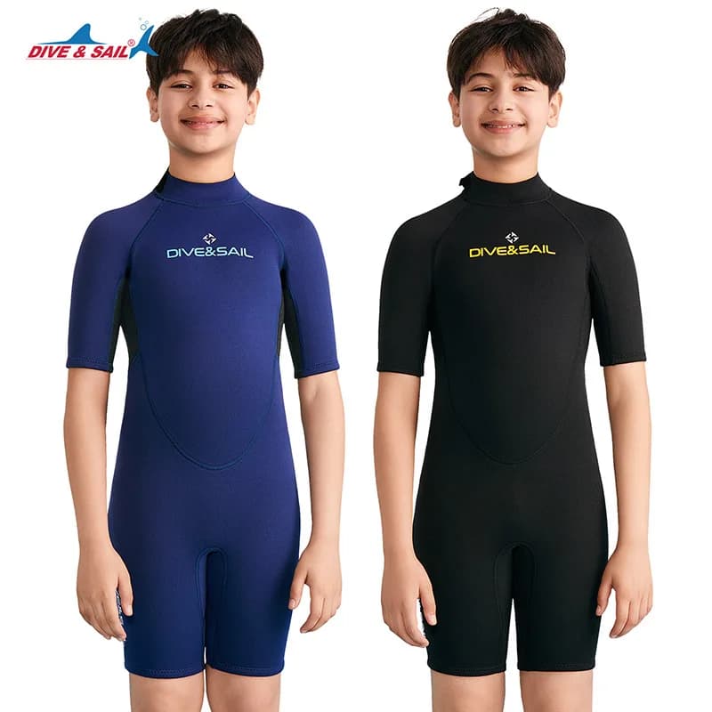 2.5MM Ragazzo Ragazza Scuba Manica corta Pesca subacquea Impermeabile Tenere al caldo Sport Swim WetSuit Neoprene Snorkeling Kayak Muta da sub
