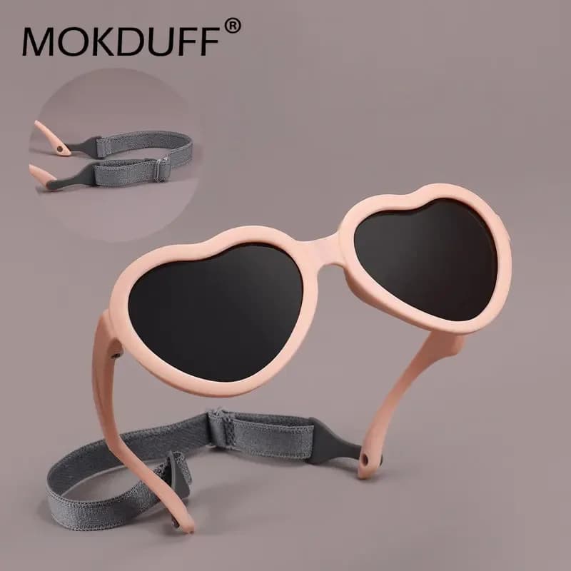 Occhiali da sole alla moda a forma di cuore per bambina, polarizzati, con protezione UV, per bambini da 0 a 24 mesi
