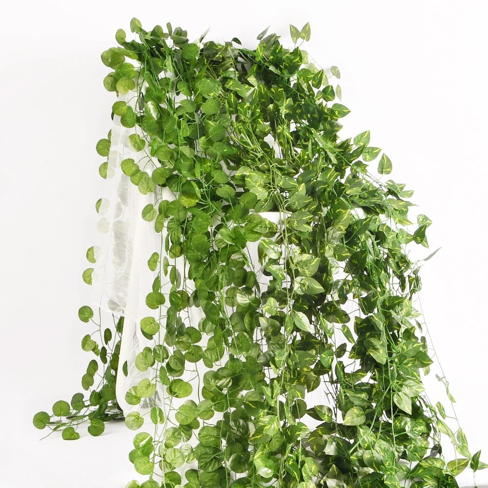 1 pcs 2.1 M simulation edera Scindapsus Aureus leaves edera vines green leaves wedding plants artificial flowers garden decoration