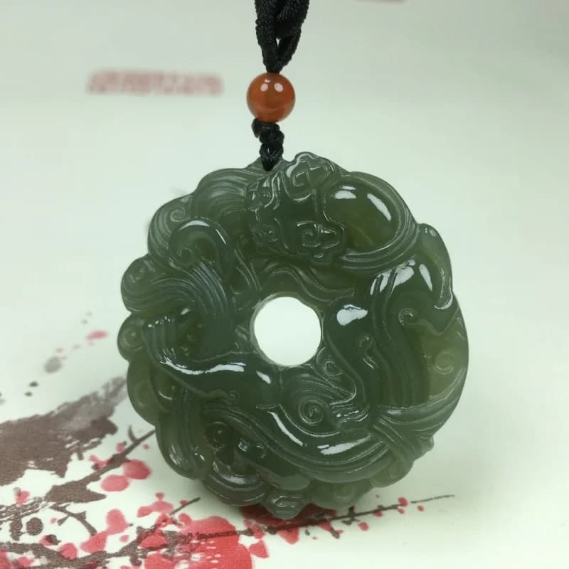 Anello della pace Hetian Pixiu per uomo e donna, ornamento, ciondolo, amuleto di giada
