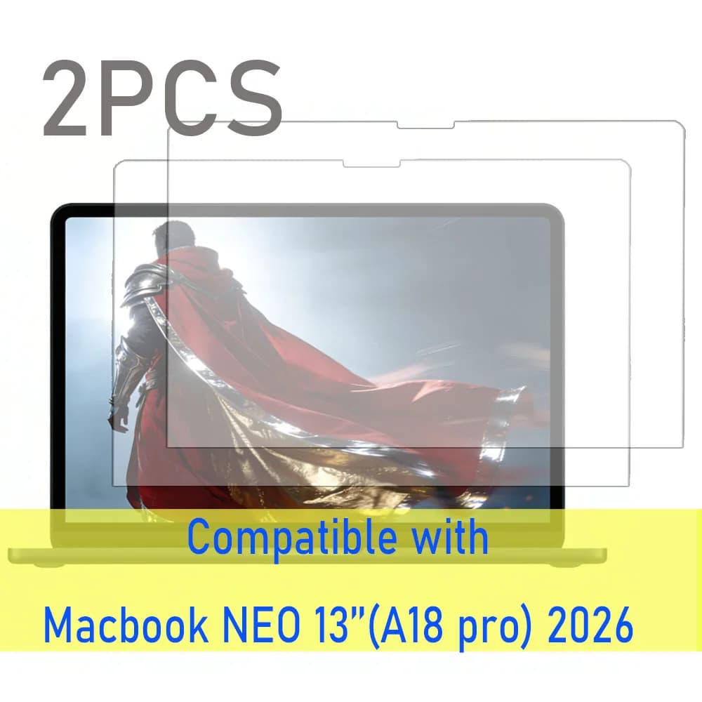 2PCS pellicola protettiva per schermo per Macbook NEO 13'' (A18 pro) versione 2026 pellicola protettiva per notebook Vetro temperato 9H antipolvere