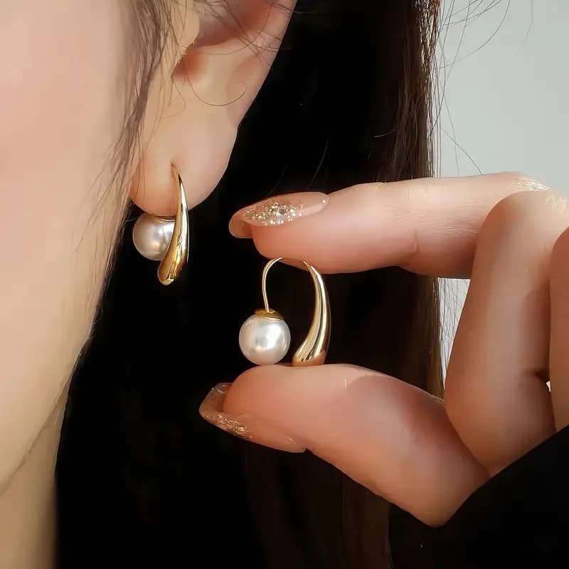 2 orecchini ipoallergenici in acciaio inossidabile con design a perla imitazione