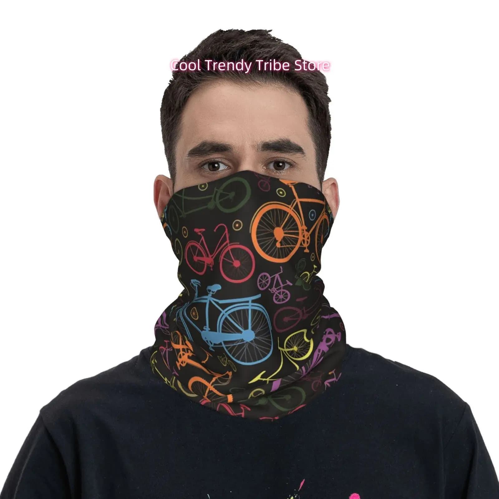 1pc Colorful Bicycle-Themed Knitted Neck Gaiter, Multifunctional Thin Face Mask and Neck Cover, Suitable for Outdoor Sports Cycl