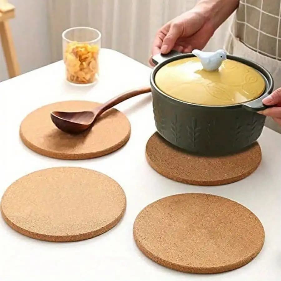 1pc Thick Round Soft Cork Trivet - Heat Resistant Tableware, Cooking Utensils And Plant Mat, Perfect Home Decor - Suitable For Kitchen Countertops And Dining Tables. 6.3 Inch Thick Round, Heat Resistant, For Dishes, Pots, Pans And Plants - Great For