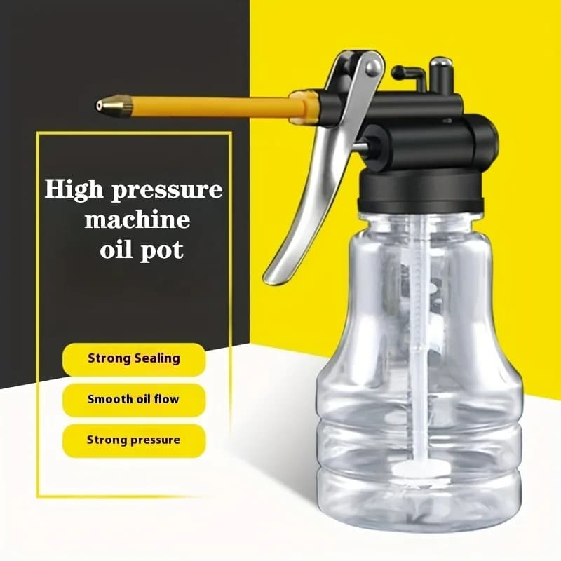 Bottiglia di olio trasparente ad alta pressione da 1 pezzo, tubo in plastica resistente alle cadute Ugello con punta in rame Riempitore di olio Pistola per olio per bottiglia di olio
