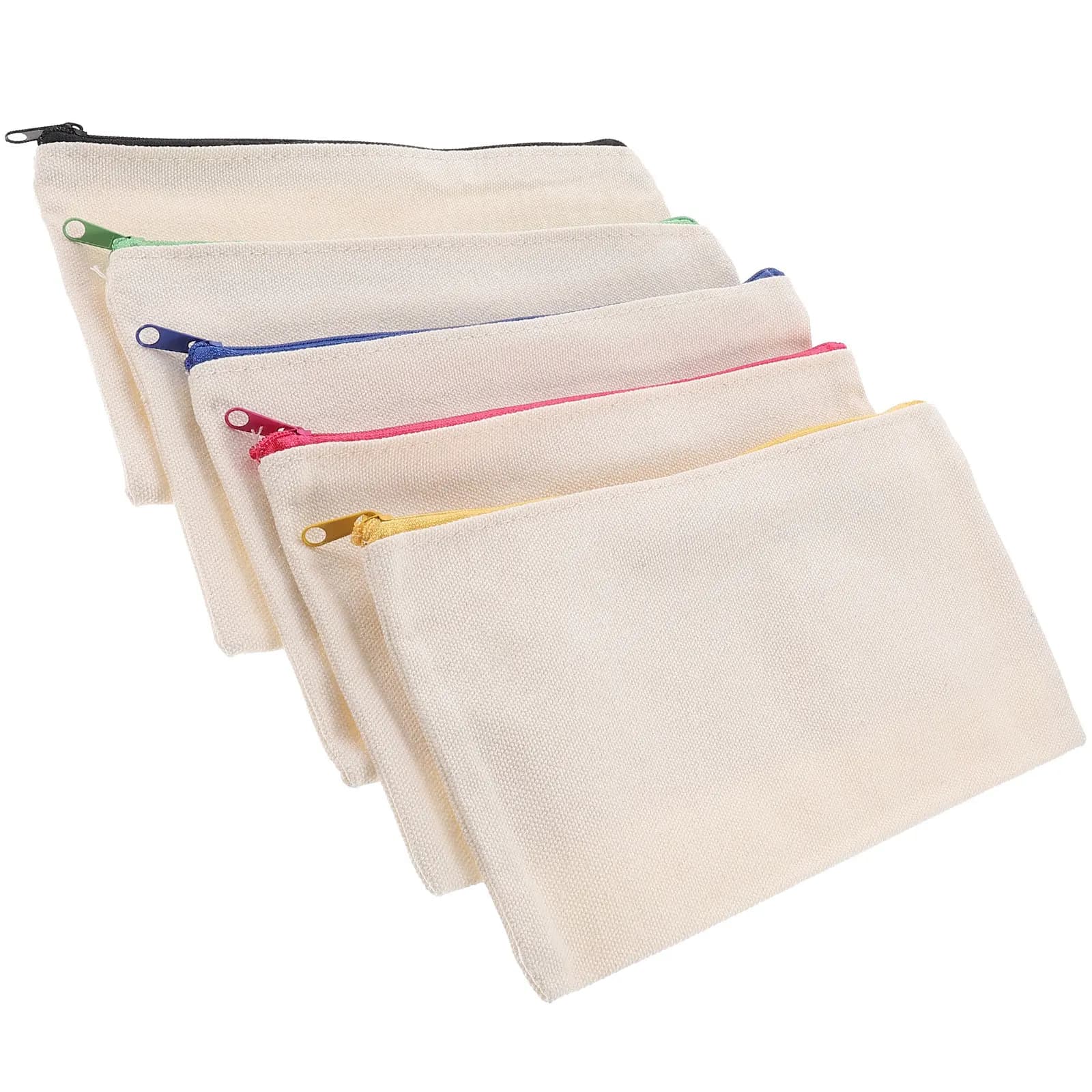5Pcs Functional Canvas Zippered Pencil Case for Students Artists Teachers Office School Travel Art Supplies Storage DIY Graffiti